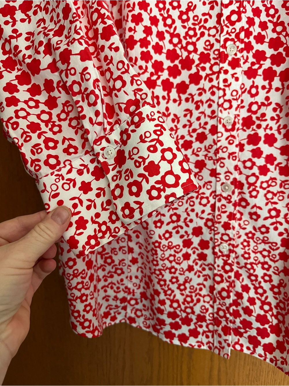 Talbots Wrinkle Resistant Button Down Shirt Ditsy Floral Daisy Pattern Size 14 - Picture 5 of 7